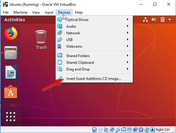 Ubuntu_Insert Guest Additions CD image